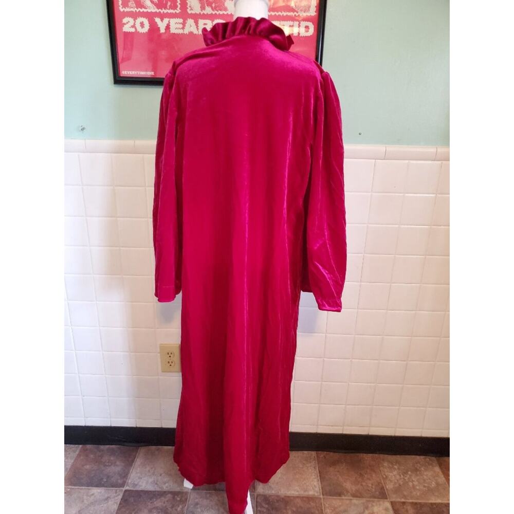 Vintage 80s Magenta Pink Long Sleeve NIght Gown House Robe Dress Size XL - Picture 5 of 8